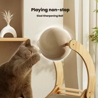 Penggaruk & Mainan Kucing dari Bola Sisal Tahan Lama Desain Bulan, Inti Dalam yang Dapat Diganti, Anti-Rontok, dan Tahan Gores