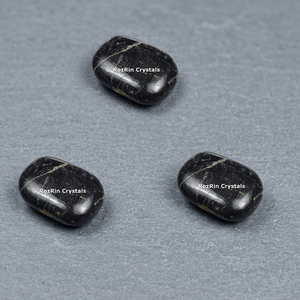 Black Taurmoline Agate Palm <b>Stone</b> Feng Shui Carved Engraved Souvenir - Product Image 3