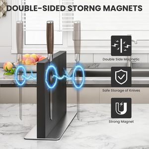 Double-sided Black Wood & <b>Acrylic</b> Eco-Friendly Magnetic Knife Holder Magnetic Knife <b>Block</b> Stand Kitchen Organizer - Product Image 4