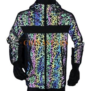 Usine directe tissu réfléchissant irisé d'arc-en-ciel reflétant sa foncé matériaux pour Salut vis vêtements de mode hommes gilet - Product Image 4