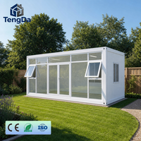 Maison modulaire préfabriquée mobile au design moderne, maison conteneur en verre pliable et portable pour chambre d'hôtes