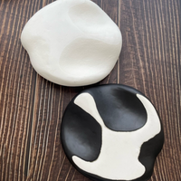 Plateau à bijoux en céramique noir et blanc mat et brillant, personnalisable avec logo, pour bagues, rouges à lèvres, présentoir, ornement