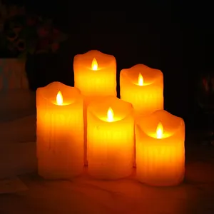 亚马逊新款蜡烛发光二极管无焰闪烁电池供电蜡蜡烛发光二极管灯套装带遥控器
