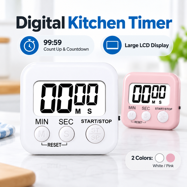 Digital Kitchen Timer with Large LCD Display Magnetic Back Countdown Count up Timer for Cooking Baking Study