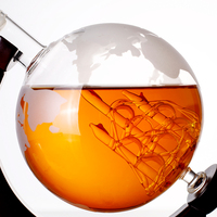 Ensemble de carafe à vin en verre soufflé à la main, durable et luxueux, avec bateau à voile intégré, logo personnalisé, bouteille transparente, séparateur à whisky