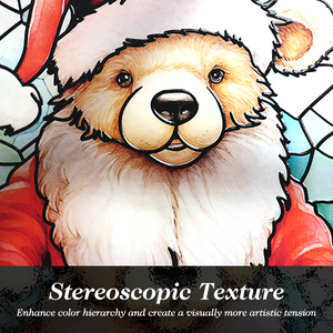 <b>Cute</b> Lovely Santa Hat <b>Bear</b> Stained Glass Suncatcher Stained Glass Effect Window Wall Hanging Christmas Ornament - Product Image 2