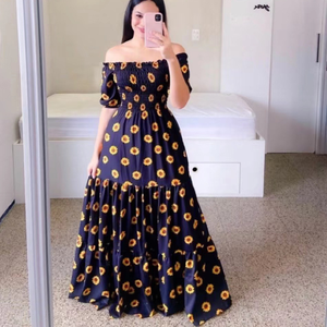 Vestido Maxi Bohemio <span class=keywords><strong>para</strong></span> Mujer, con Hombros Descubiertos, Estampado Floral, Degradado Arcoíris, Cintura Alta, Estilo Tubo, Casual, <span class=keywords><strong>para</strong></span> Verano, Playa, Fiesta, <span class=keywords><strong>Boda</strong></span> - Product Image 5