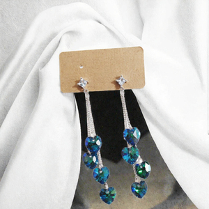 Boucles d'oreilles pendantes en verre cristal style mode pour femmes, longues boucles d'oreilles à pampilles, boucles d'oreilles pendentif cœur personnalisées pour filles - Product Image 2