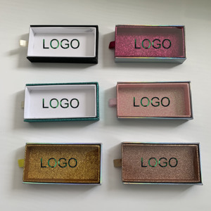 Custom Logo Rectangle Square Magnetic Cardboard Packaging Sliding Drawer False Nail Gift Paper Lash Box Holographic Eyelash Box