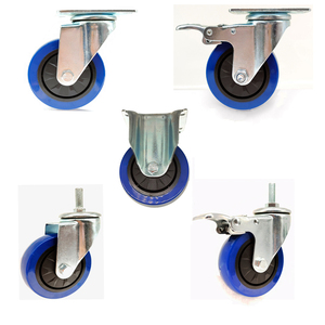 4in Blue PU Gummi rad Hochleistungs-Lebensmittel wagen Schwenk verriegelung Industrie rollen räder - Product Image 2