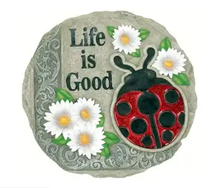 polyresin Life Is Good Ladybug Stepping Stone Decorative Stone for Garden