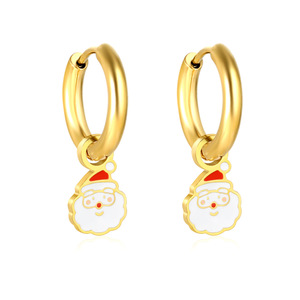 Christmas Santa Claus <b>Clip</b>-on Earrings Zinc Alloy Cartoon Design Gift Jewelry - Product Image 3