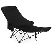 Chaise longue pliante portable, siège inclinable de camping avec repose-pieds et poche latérale pour la plage, la pêche et les activités de plein air