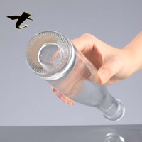Bouteille vide pour spiritueux 330ml 500ml en verre Super Flint avec bouchon en liège, finition sérigraphiée et pulvérisée pour Gin, Rhum, Whisky, Vodka