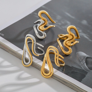 Yueli Fashion <b>Ring</b> Geometric Design Gold Silver Unisex Jewelry Gift - Product Image 4