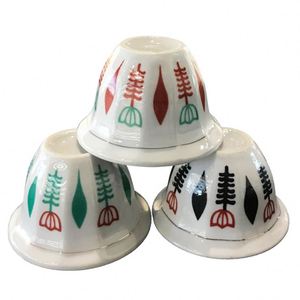 Lot de 12 tasses à café et thé en céramique personnalisées, motif floral blanc, 65/90/120 cc, en porcelaine, sans anse - Product Image 1