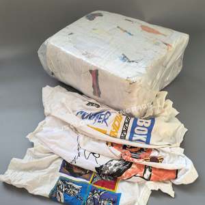 Trapos de algodón súper absorbentes de grado industrial, trapos blancos de camiseta estampada, trapos de algodón blancos para limpieza - Product Image 1