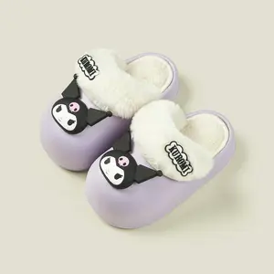 Kawaii Anime Fuzzy Waterproof slippers thick soles non-slip Girls Winter Cute Cartoon Indoor Melody winter fluffy slippers
