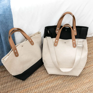 टिकाऊ बड़ी क्षमता त्रिविम प्राकृतिक कपास कैनवास शॉपिंग कंधे ढोना बैग Crossbody पट्टा कई जेब के साथ - Product Image 6