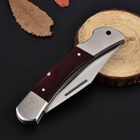 Online Hot Sale Hoge Hardheid Roestvrij Staal Houten Draagbare DIY Multifunctionele Fruitmes Mini Camping Vouwmes Zelfverdediging