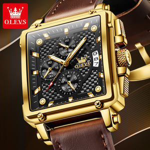 OLEVS 9925 Reloj de cuarzo elegante para hombre Banda de cuero genuino Cronómetro luminoso Reloj de pulsera de negocios - Product Image 5