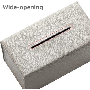 Boîte à mouchoirs en cuir PU, support rectangulaire avec ceinture de fixation inférieure – Organisateur décoratif moderne, imperméable et durable, portable - Product Image 5