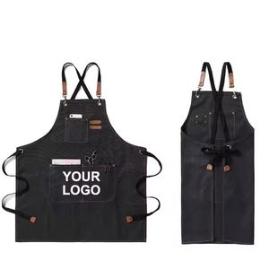 Vente Flash : Tabliers de cuisine personnalisés en jean bleu pour adultes, avec logo sur mesure, idéaux pour barista - Product Image 2