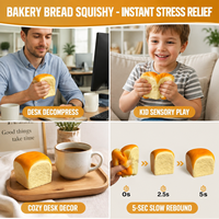 Jouet Squishy Pain Réaliste en Mousse PU à Remontée Lente, Pain de Toast à Presser Anti-Stress, Jouet Sensoriel Alimentaire pour Enfants et Adultes, Coffret Cadeau
