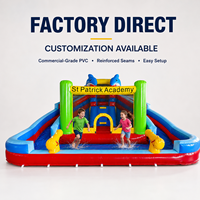 Toboggan aquatique gonflable personnalisé pour usine, parc aquatique gonflable commercial en PVC pour enfants avec piscine à jets pour fête estivale en extérieur