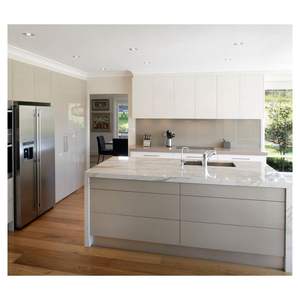 モダンなカスタムメイドの大理石天板L字型木製キッチン収納キャビネットアイランドテーブルセットPRIMAブランド中国製アパート用 - Product Image 5