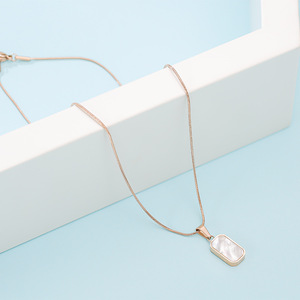 Gold PVD Stainless Steel Necklace | Black & White Double-Sided Natural Rectangular Pendant | Waterproof & Hypoallergenic - Product Image 3