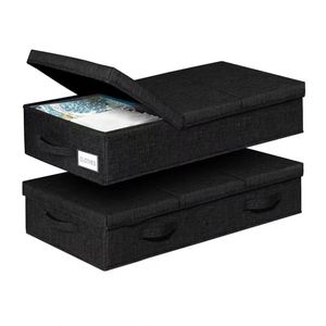 Movable Under Bed Clothes Storage Foldable Under Bed Storage <b>Box</b> With Lid for Organizing Clothes, Shoes, Blankets, Pillows - Product Image 2