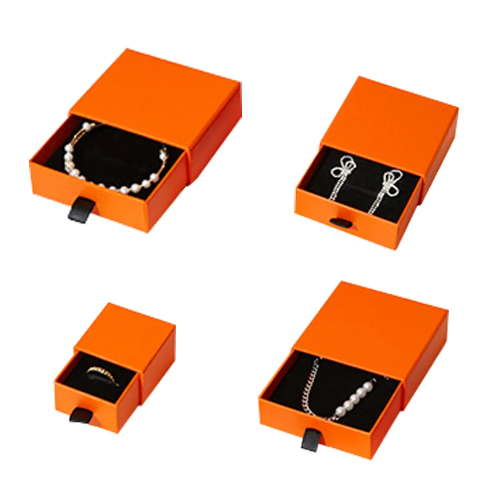 Benutzer definierte Logo Papier Pappe Schublade Schmuck Verpackung Box Geschenk boxen Halskette Ohrring Armband Ring Schmucks cha tulle