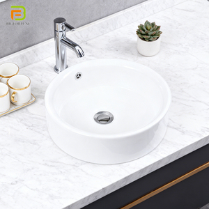 Lavabo da Appoggio Moderno per Sala da Pranzo, Lavandino in Porcellana da Bancone, Lavabo Ceramico Bianco Rotondo per <span class=keywords><strong>Bagno</strong></span> - Product Image 1