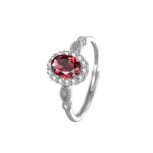 S925 <span class=keywords><strong>Rhodolite</strong></span> Grenat Anneau Framboise Rouge Ovale Coupe Trois Pierres Anniversaire Bande
