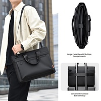 Sac fourre-tout noir haut de gamme pour ordinateur portable, fermeture éclair, résistant à l'eau, en nylon, avec bandoulière amovible, idéal pour l'école et les voyages