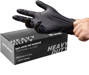 100 boîtes de gants en nitrile noirs jetables en gros, sans poudre, antidérapants, <span class=keywords><strong>pour</strong></span> la manipulation des aliments et les tatouages - Product Image 1