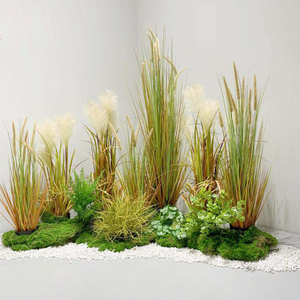 Plante artificielle en pot de roseau <span class=keywords><strong>vert</strong></span> en plastique pour décoration de jardin et intérieur, plantes artificielles en roseau - Product Image 2