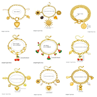 Groothandel DIY roestvrijstalen dikke ketting armband met fruit kersen blad parel hangers mode sieraden