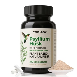 Capsules de supplément de psyllium de fibre d'extrait de graine biologique de marque privée entièrement personnalisable 95% 98% 99% pour la santé - Product Image 1