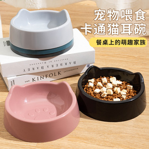 Cat Ear Shaped Pet Bowl PP <b>Material</b> Food Grade Cat Food Water Bowl Single Paw Design - Product Image 4