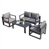 Ensemble de salle à manger d'extérieur transfrontalier, style simplicité moderne, table basse et chaises en alliage d'aluminium, résistant aux UV, en rotin PE, résistant aux intempéries