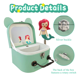 Caja Musical Giratoria de Papel YIYU <span class=keywords><strong>para</strong></span> Niñas, Linda Caja de Almacenamiento de Joyas Ecológica con Espejo y Asa, Regalo de Cumpleaños - Product Image 3