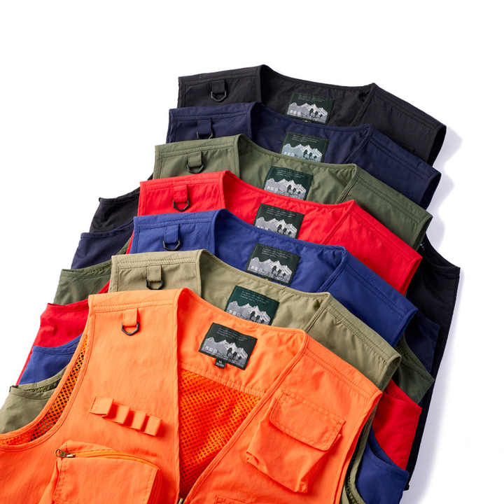 Outdoor Work Clothes Men's Quick-drying Multi-pocket Vest Outdoor Photography Fishing Plus Size Vest Wear-resistant Mesh Jacket