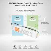30W 24V Ultra İnce IP67 Su Geçirmez Tek Çıkışlı LED Sürücü Yüksek Verimli AC-DC Güç Kaynağı Endüstriyel LED Şerit Işıklar için