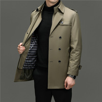 Streetwear mode d'automne vente en gros veste longue et chaude pour hommes coupe-vent pour hommes d'affaires manteau trench long pour hommes