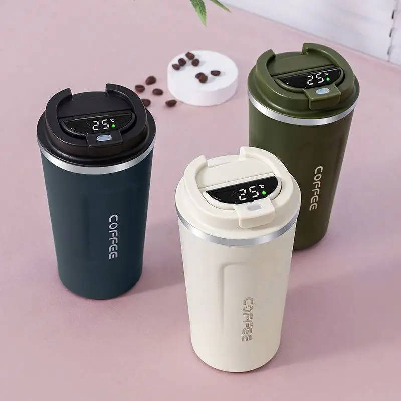 380Ml 510Ml Smart Temperature Display Stainless Steel Coffee Cup Double Wall Travel Office Coffee Vacuum Cup With Lid