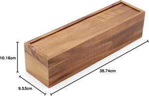 Boîte à thé en bois d'acacia avec 4 sections 12-1/2 \ "X 4-1/8 \" X 3-7/8 \ "pour le stockage et l'affichage de boîtes en bois fabriquées à la main - Product Image 3