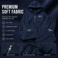 Ensemble 3 pièces grande taille en jersey de coton, comprenant un sweat-shirt zippé à capuche, un débardeur et un pantalon large, uni, décontracté, pour le sport et les activités de plein air