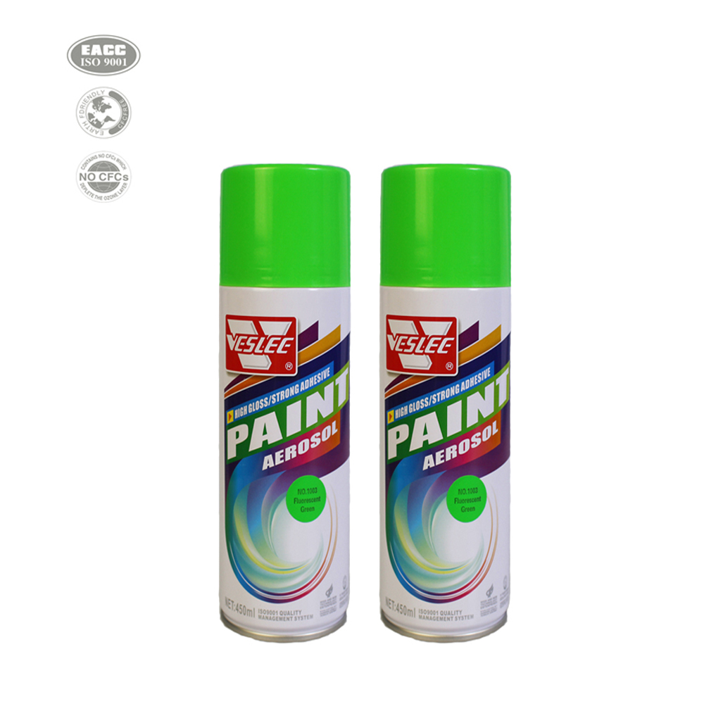 450ml độ bóng cao graffiti màu sắc tươi sáng và đẹp huỳnh quang màu xanh lá cây bán buôn phun sơn